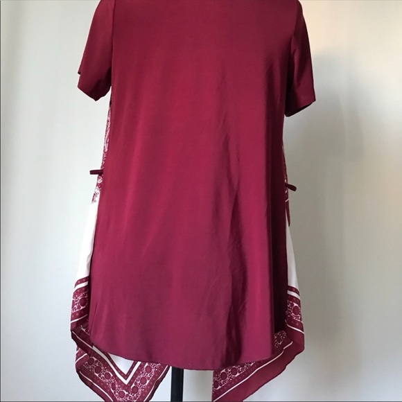 SOLDOversized maroon and white blouse - Picture 4 of 6
